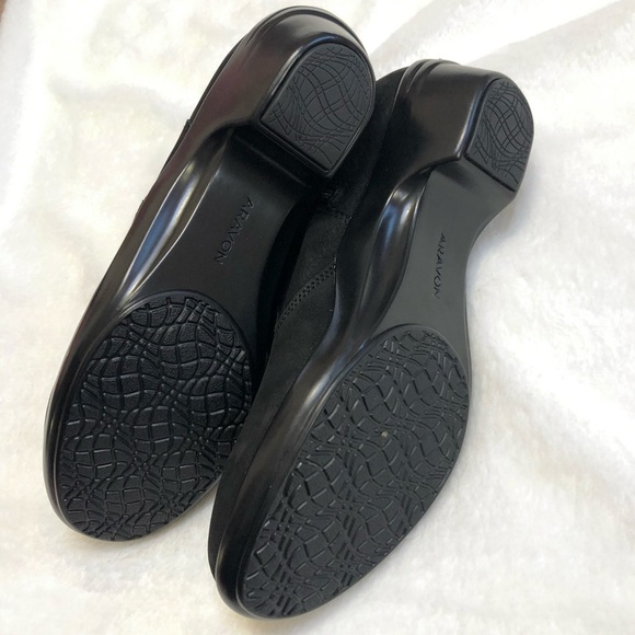 Aravon Kitt Black Leather Bootie Ankle Boot Women Size 8.5 - Picture 10 of 12